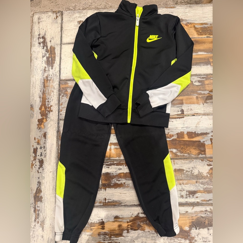 Nike Kids Black and Neon Yellow Joggers